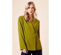 Womens Tailored Seam Front Detail Blazer Khaki 14