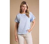 Dorothy Perkins Textured Roll Sleeve Blouse In Blue blue