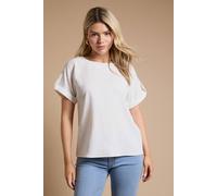 Dorothy Perkins Textured Roll Sleeve Blouse, 12, White