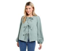 Dorothy Perkins Tie Front Blouson Sleeve Blouse, 14, Green