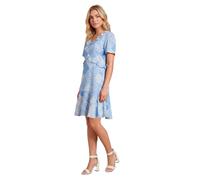 Dorothy Perkins Women's Tie Front Ruffle Sleeve Printed Mini Dress in Blue | Size: 12 Dorothy Perkins Blue 12
