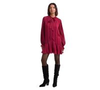Dorothy Perkins Tie Neck Satin Burnout Tiered Smock Dress, 14, Red