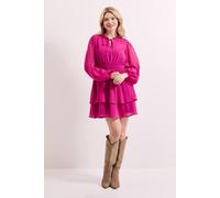 Dorothy Perkins Tie Neck Tiered Skirt Mini Dress In Purple purple 16