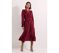 Dorothy Perkins Tie Waist Frill Detail Midi Dress In Red red 18