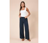 Dorothy Perkins Tie Waist Wide Leg Trousers In Navy navy