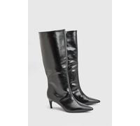 Dorothy Perkins Trixie Faux Leather Medium Stiletto Heel High Leg Boots In Black black