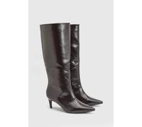 Dorothy Perkins Trixie Faux Leather Medium Stiletto Heel High Leg Boots In Chocolate chocolate