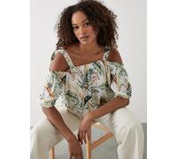 DOROTHY PERKINS Tropical Tie Shoulder Bardot Top 14