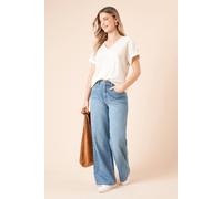 Dorothy Perkins V Neck Roll Sleeve Jersey Top In Cream cream