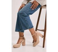 Dorothy Perkins Vanessa Faux Leather Platform Ankle Strap High Block Heel Court Shoes In Beige beige 7