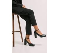 Dorothy Perkins Vanessa Faux Leather Platform Ankle Strap High Block Heel Court Shoes In Black black 4