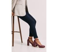 Dorothy Perkins Vanessa Faux Leather Platform Ankle Strap High Block Heel Court Shoes In Burgundy burgundy 7