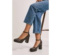 Vanessa Faux Leather Platform Ankle Strap High Block Heel Court Shoes Dorothy Perkins Chocolate 4