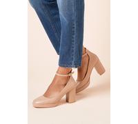 Dorothy Perkins Vanessa Faux Leather Platform Ankle Strap High Block Heel Court Shoes In Taupe taupe 8