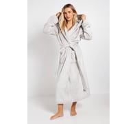 Dorothy Perkins Velour Hooded Dressing Gown In Grey grey M