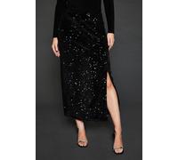 Dorothy Perkins Women's Velvet Sequin Midi Skirt in Black | Size: 12 Dorothy Perkins Black 12