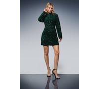 Dorothy Perkins Women's Velvet Sequin Mini Dress in Forest | Size: 14 Dorothy Perkins Forest 14