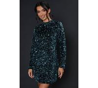 Dorothy Perkins Velvet Sequin Mini Dress In Turquoise turquoise 16