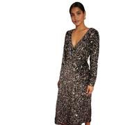 Dorothy Perkins Velvet Sequin Wrap Midi Dress, 18, Bronze