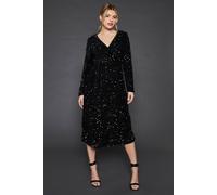 Dorothy Perkins Velvet Sequin Wrap Midi Dress In Bottle Green bottle green 18