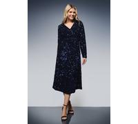 Dorothy Perkins Velvet Sequin Wrap Midi Dress In Cobalt cobalt