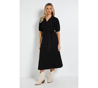 Dorothy Perkins Volume Sleeve Wrap Midi Denim Dress, 14, Black