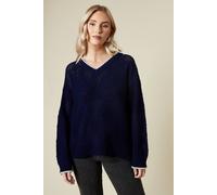 Dorothy Perkins Whipstitch Cable Detail V Neck Jumper In Navy navy M