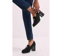 Wide Fit Benita Faux Suede Snaffle Detail High Block Heeled Loafers Dorothy Perkins Natural Black 5