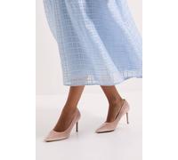 Dorothy Perkins Women's Wide Fit Dash Velvet Pointed High Stiletto Heel Court Shoes in Champagne | Size: 5