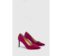 Dorothy Perkins Women's Wide Fit Dash Velvet Pointed High Stiletto Heel Court Shoes in Dark Red | Size: 7
