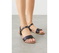 Dorothy Perkins Women's Wide Fit Faye Faux Leather Flat Sandals in Black | Size: 3 Dorothy Perkins Black 3