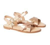 Dorothy Perkins Wide Fit Florence Faux Leather Cross Strap Flat Sandals, 3, black