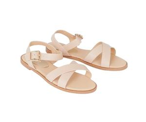 Dorothy Perkins Wide Fit Florence Faux Leather Cross Strap Flat Sandals, 5, Blush