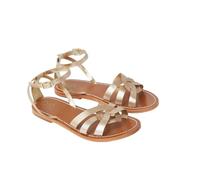 Dorothy Perkins Wide Fit Jaleesa Leather Woven Flat Sandals, 4, gold