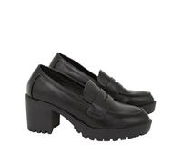 Dorothy Perkins Wide Fit Lenny Heeled Loafers, 8, Black