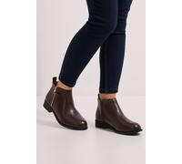 Dorothy Perkins Women's Wide Fit Maddy Side Zip Flat Ankle Boots in Brown | Size: 3 Dorothy Perkins Brown 3