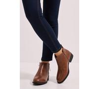 Wide Fit Maddy Side Zip Flat Ankle Boots Dorothy Perkins Dark Tan 4
