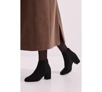 Dorothy Perkins Wide Fit Morgan Round Toe Medium Block Heel Ankle Boots In Natural Black natural black 5