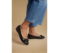 Dorothy Perkins Womens Flats Black Faux Leather Wide Fit Bow Detail