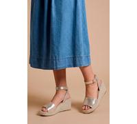 Dorothy Perkins Wide Fit Rebekah Metallic Textile Peep Toe Espadrille Wedge Sandals In Gold gold
