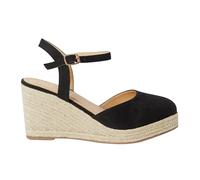 Dorothy Perkins Wide Fit Rumor Faux Suede Closed Toe Espadrille Wedge Sandals, 3, natural black