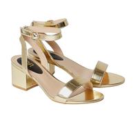 Wide Fit Tommi Barely There Mid Block Heel Sandals Dorothy Perkins Gold 3