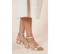 Wide Fit Tommi Barely There Mid Block Heel Sandals Dorothy Perkins Gold 3