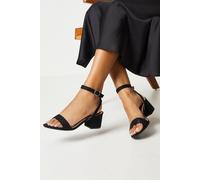 Womens Wide Fit Tommi Barely There Mid Block Heel Sandals Natural Black 7