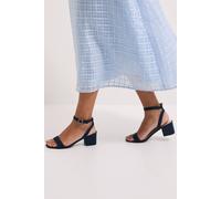 Womens Wide Fit Tommi Barely There Mid Block Heel Sandals Navy 7