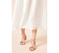 Womens Wide Fit Tommi Barely There Mid Block Heel Sandals Rose Gold 5