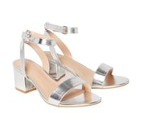 Dorothy Perkins Wide Fit Tommi Barely There Mid Block Heel Sandals, 6, silver
