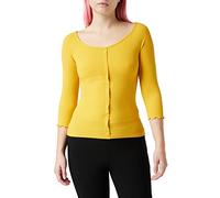 Dorothy Perkins Women's 3/4 SLV Button Through Rib top. Blouse, Yellow (Ochre 430), 6 (Size:6)