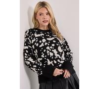 Dorothy Perkins Women's Animal Jacquard Crew Jumper in Mono | Size: Large Dorothy Perkins Mono L