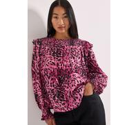 Animal Print Petite Shirred Yoke Frill Detail Tip Dorothy Perkins Animal 12